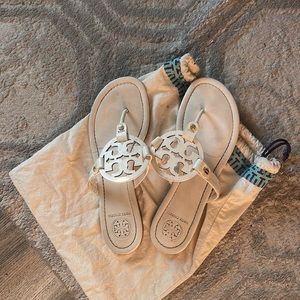 Tory burch miller white sandals